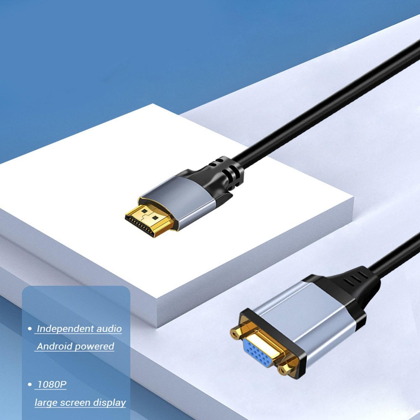 0.15M HDMI to VGA Cable, Professional Compact Accessories Portable Durable - UNIQKART