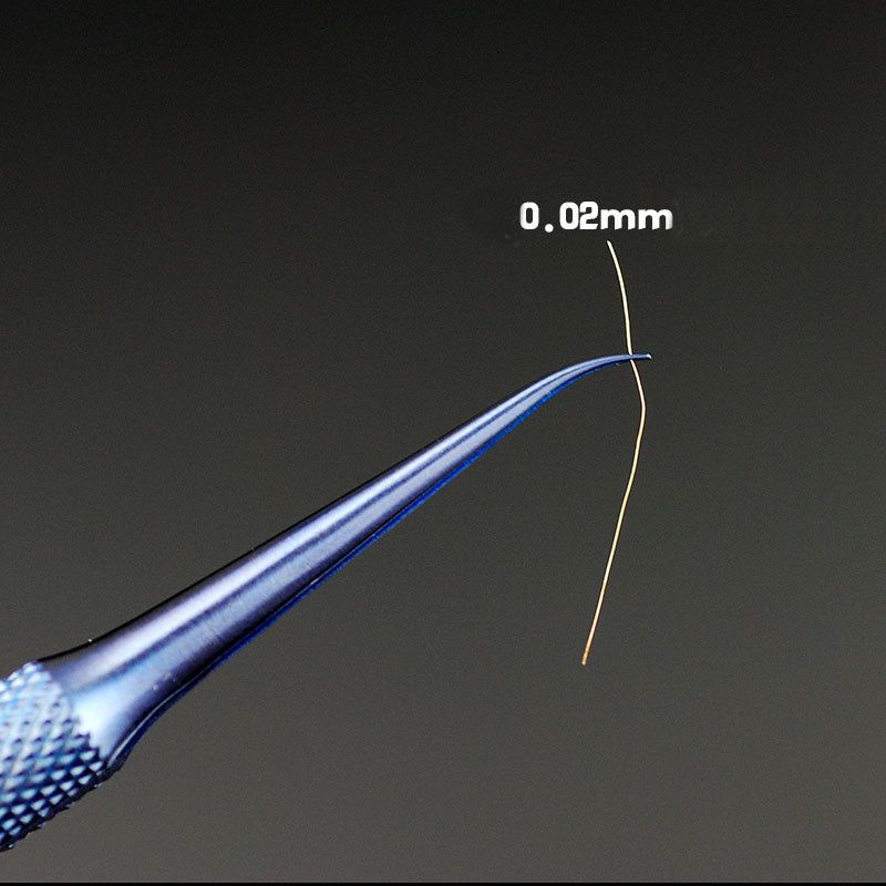 0.15mm Fingerprint Jump Wire Tweezer Titanium Alloy for Mobile Phone Mainboard Maintenance - Curved Tip - UNIQKART