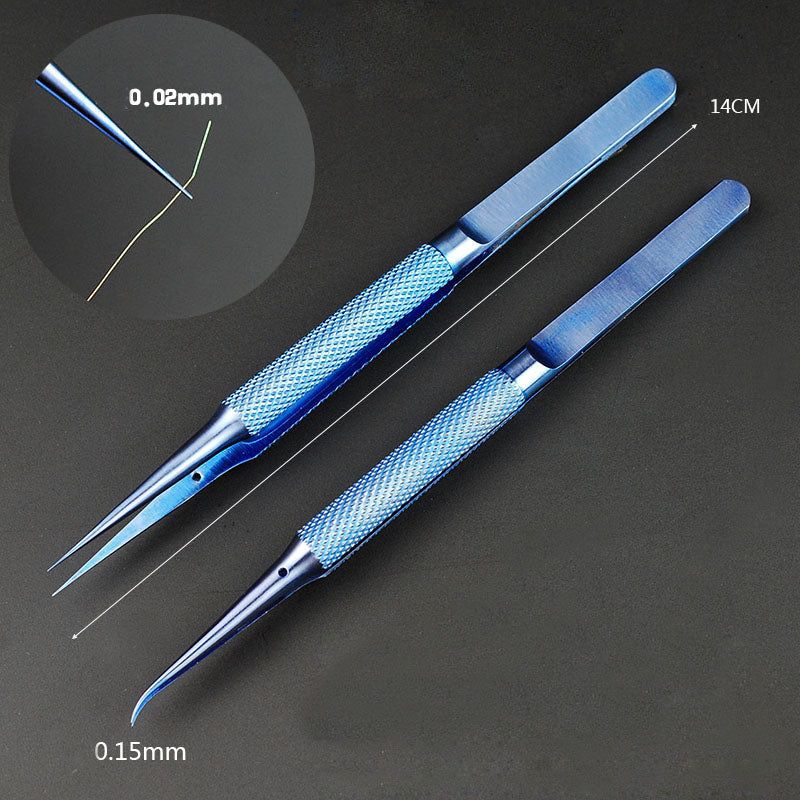 0.15mm Fingerprint Jump Wire Tweezer Titanium Alloy for Mobile Phone Mainboard Maintenance - Curved Tip - UNIQKART