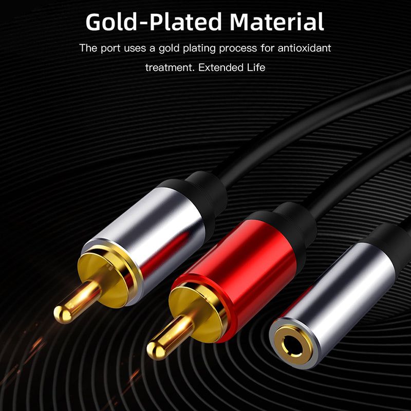 0.3m 3.5mm Female to 2 RCA Male Audio Cable for Speaker Amplifier DVD Player - UNIQKART