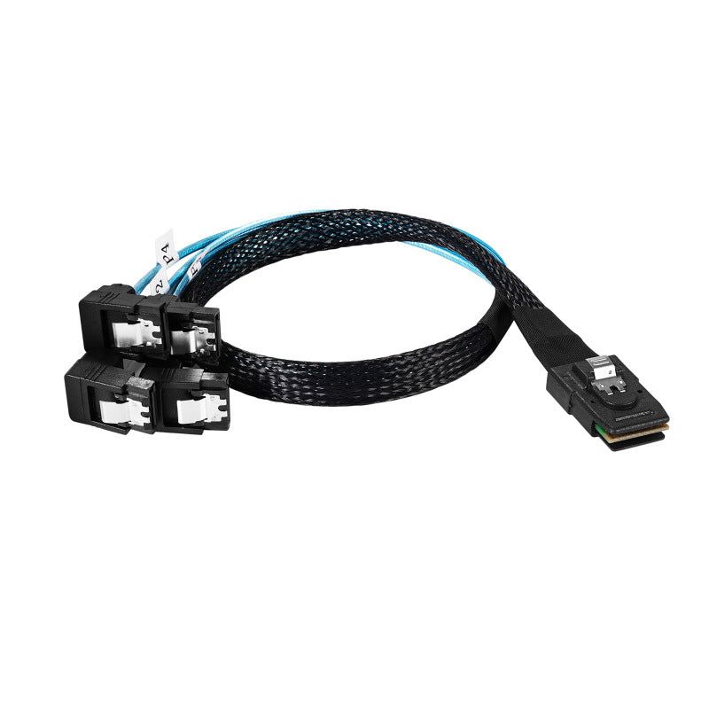 0.5m Mini SAS Adapter Cable SFF-8087 to 4 SATA3.0 7-Pin Hard Drive Data Cable Elbow Plug - UNIQKART