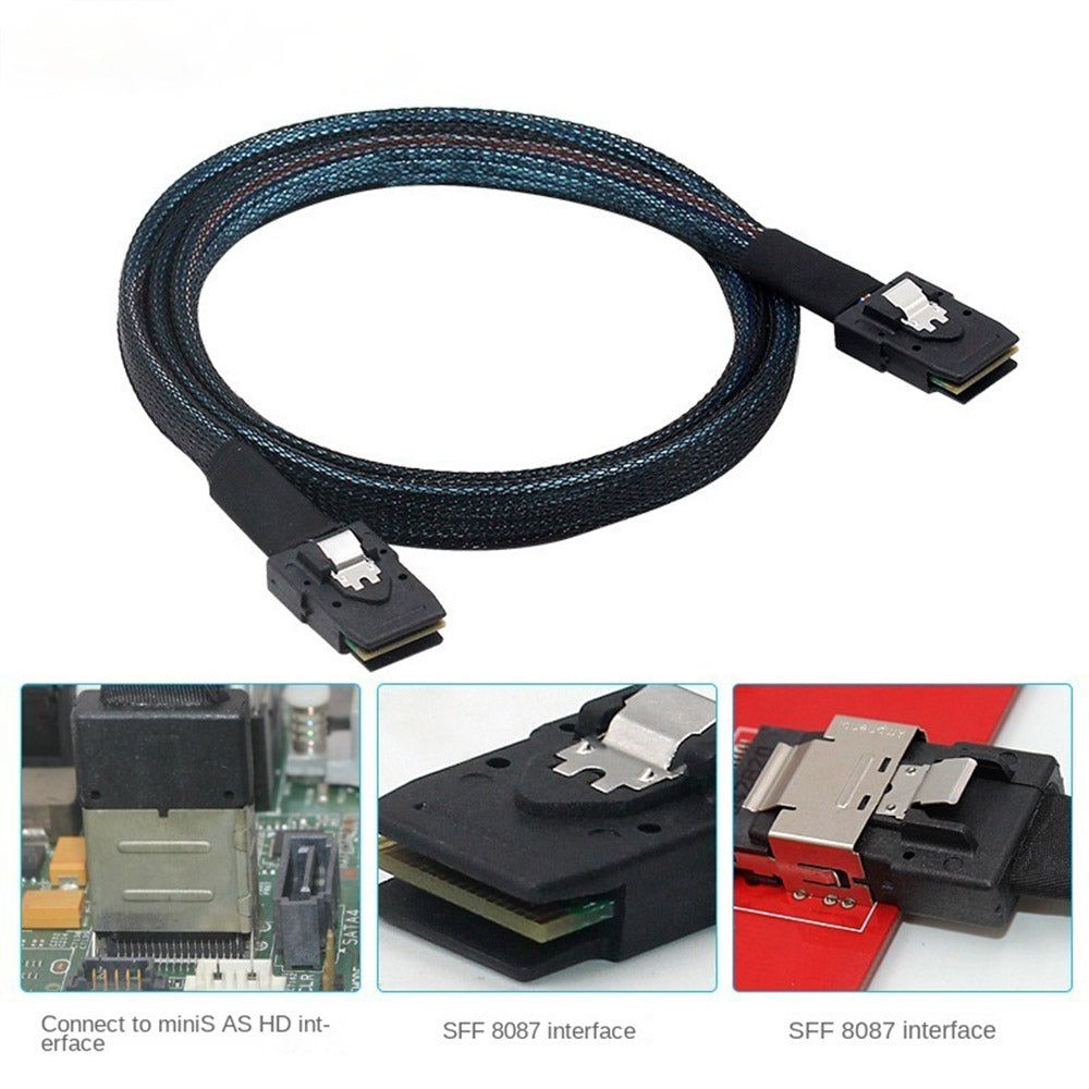 0.5m Mini SAS Cable SFF 8087 to SFF 8087 Server Hard Disk Data Adapter Cable Converter Cord Wire - UNIQKART
