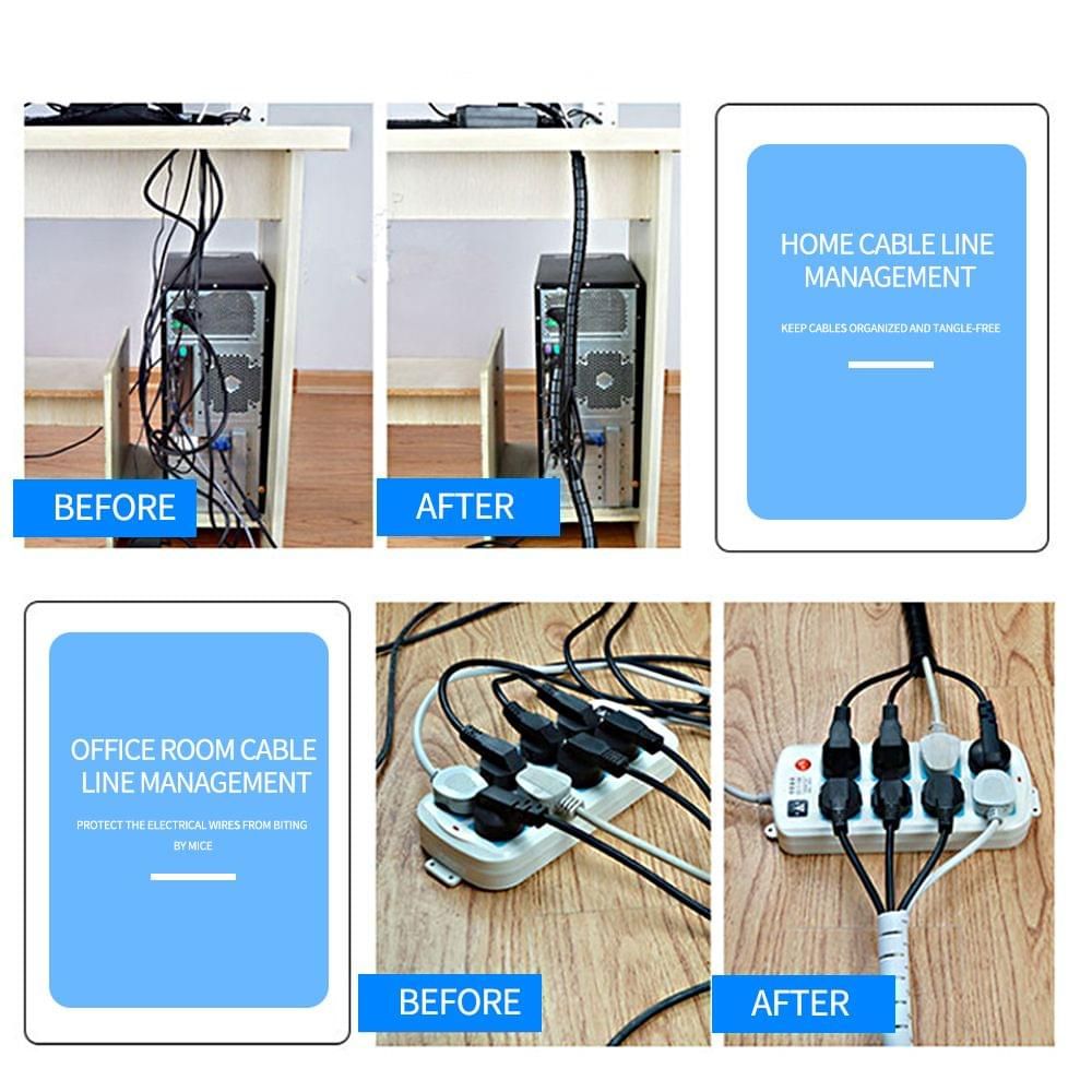 0.8" Diameter Cable Management Sleeve Wire Winding Tube Cord - 2 meters - UNIQKART