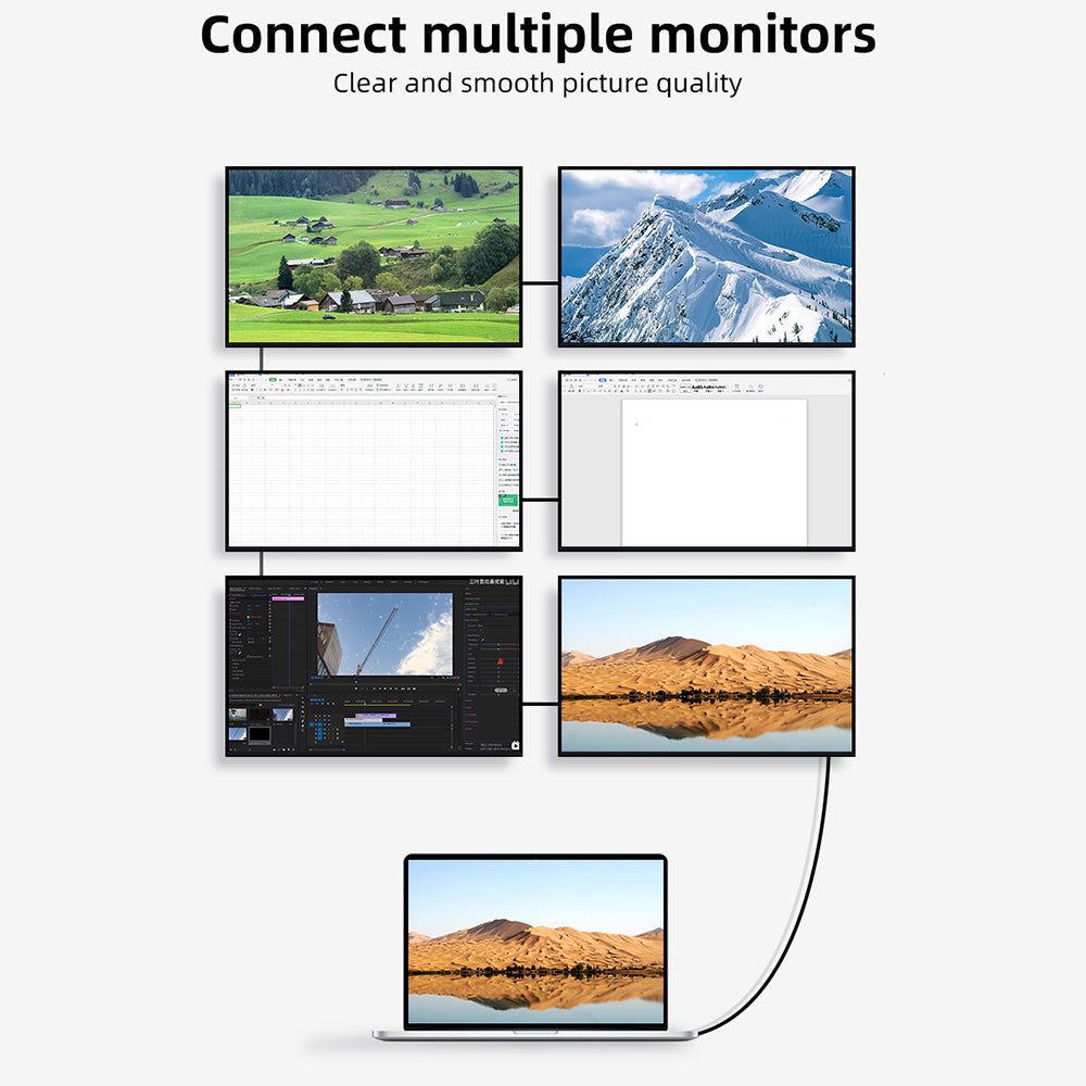 0.8m 100W Fast Charging Cable 40Gbps Data Transfer Cord Male to Male Adapter Cable for Thunderbolt 4 Docking Station - Black - UNIQKART