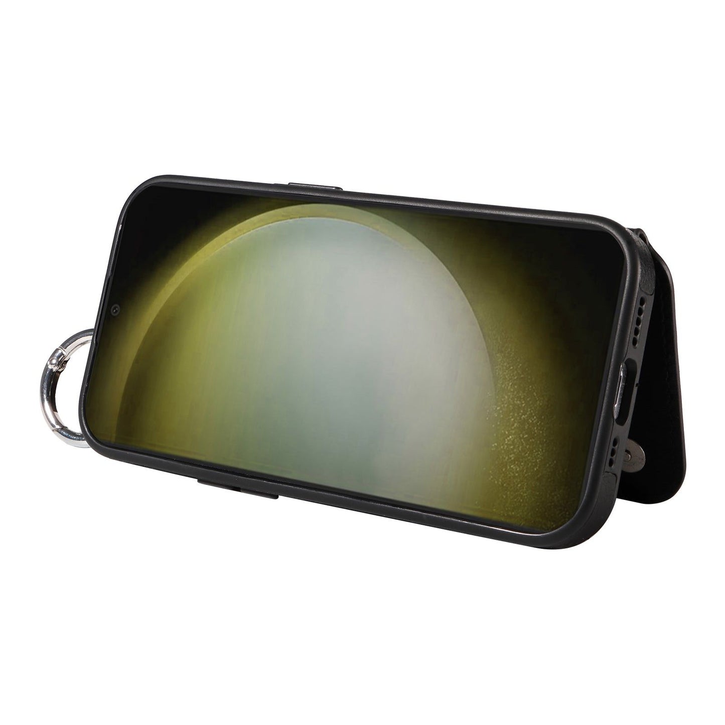 003 For Samsung Galaxy S24 Case Litchi Texture PU Leather Phone Cover with Ring Buckle - Black - UNIQKART