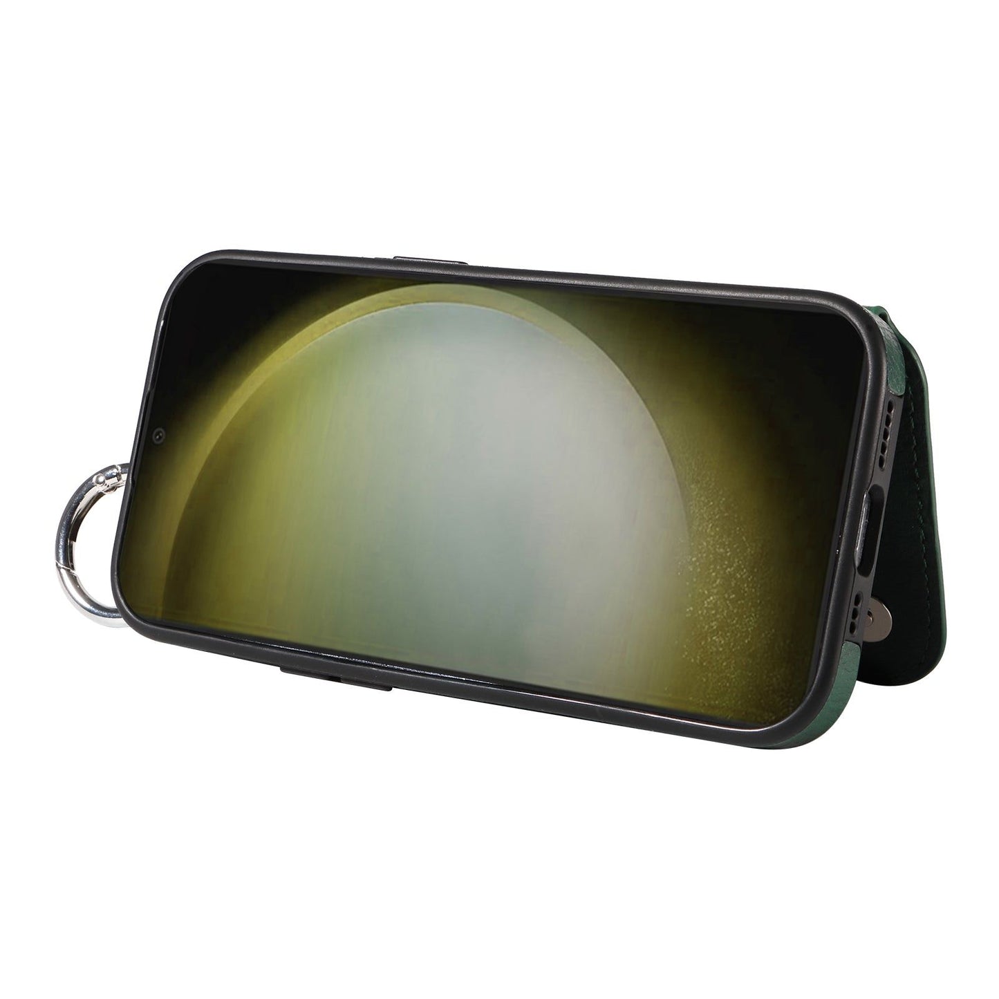 003 For Samsung Galaxy S24 Case Litchi Texture PU Leather Phone Cover with Ring Buckle - Green - UNIQKART