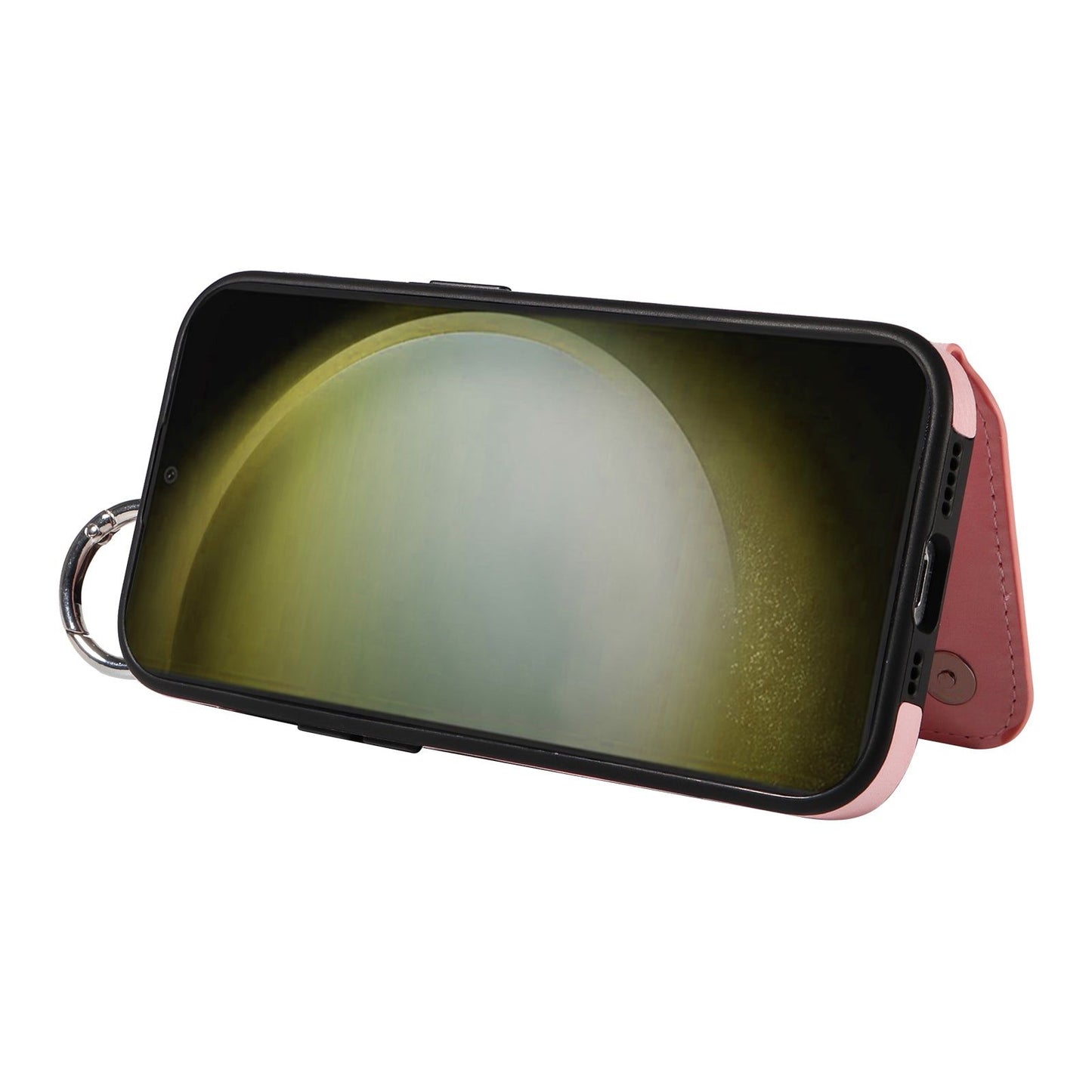 003 For Samsung Galaxy S24 Case Litchi Texture PU Leather Phone Cover with Ring Buckle - Pink - UNIQKART