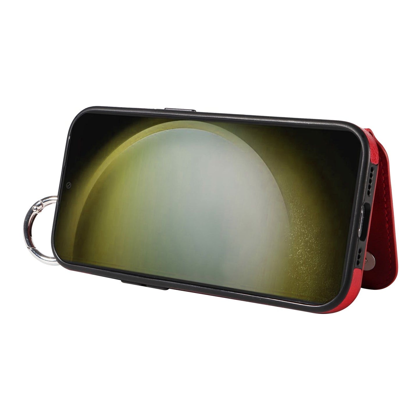 003 For Samsung Galaxy S24 Case Litchi Texture PU Leather Phone Cover with Ring Buckle - Red - UNIQKART