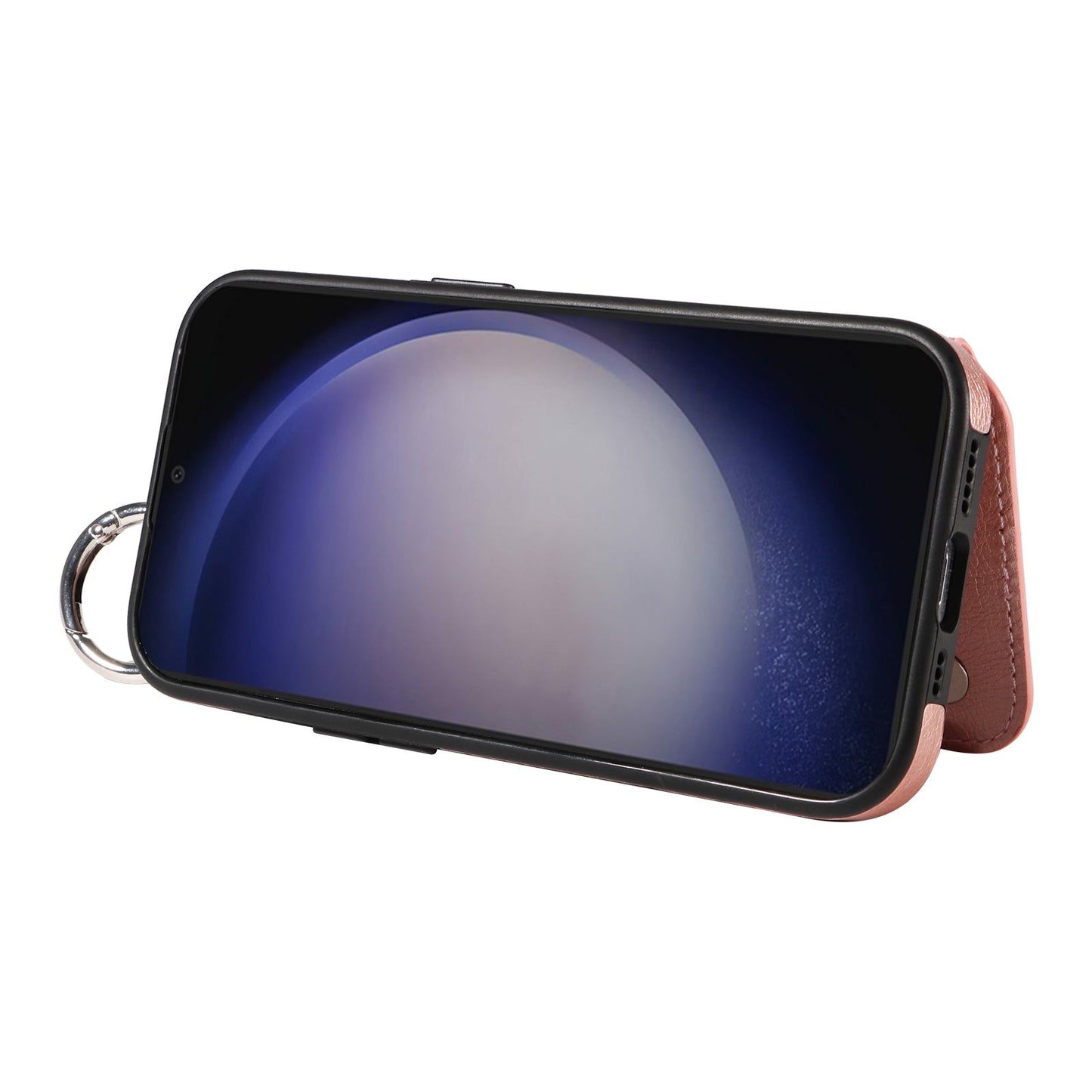 003 For Samsung Galaxy S24+ Magnetic Case Leather Litchi Texture Phone Shell with Hanging Ring - Rose Gold - UNIQKART