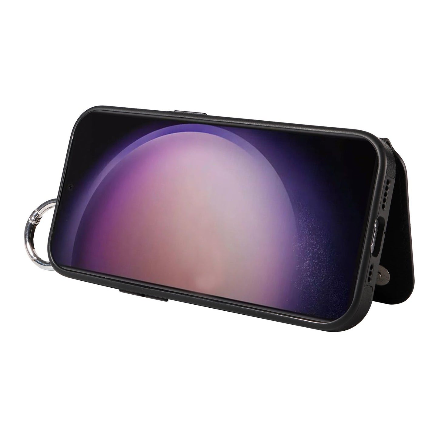 003 For Samsung Galaxy S24 Ultra Case Leather+TPU Phone Cover with Card Holder - Black - UNIQKART