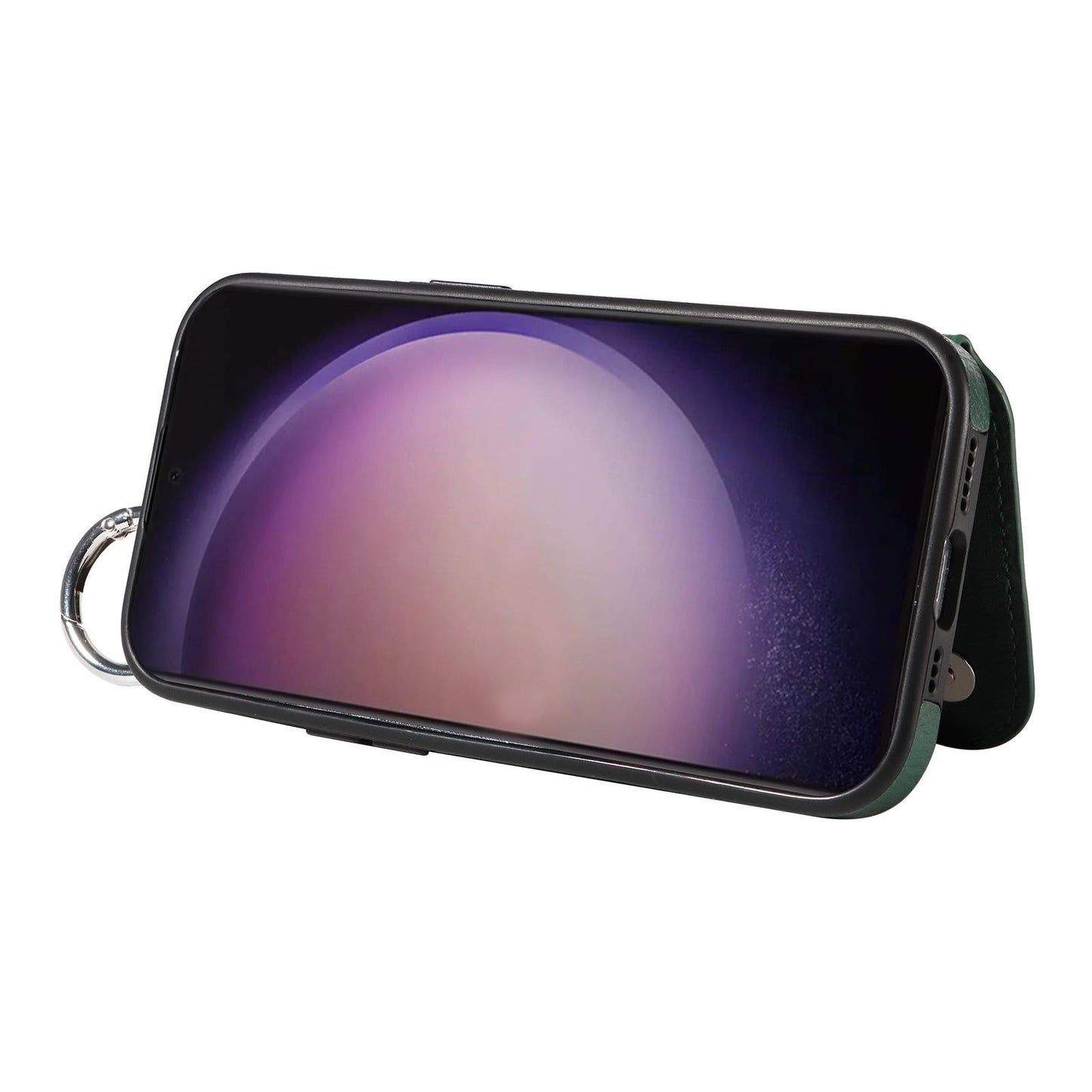 003 For Samsung Galaxy S24 Ultra Case Leather+TPU Phone Cover with Card Holder - Green - UNIQKART