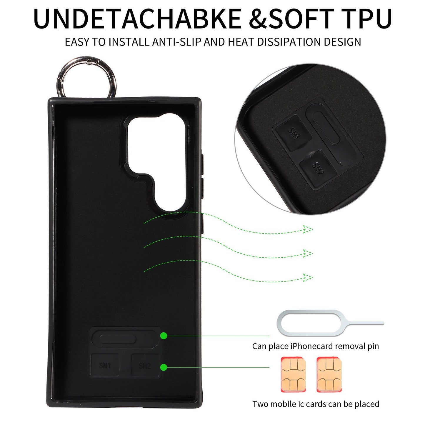 003 For Samsung Galaxy S24 Ultra Case Leather+TPU Phone Cover with Card Holder - Green - UNIQKART