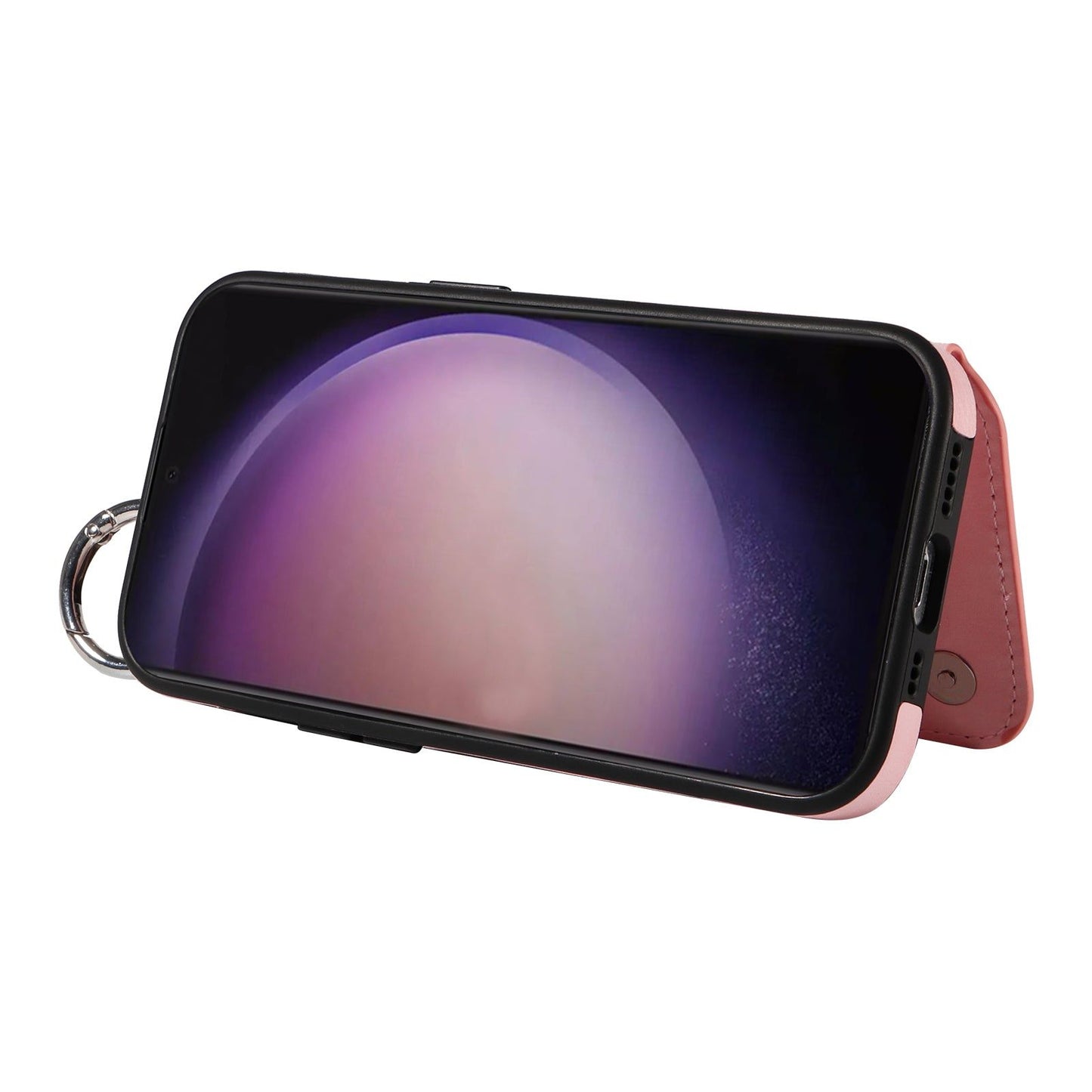 003 For Samsung Galaxy S24 Ultra Case Leather+TPU Phone Cover with Card Holder - Pink - UNIQKART