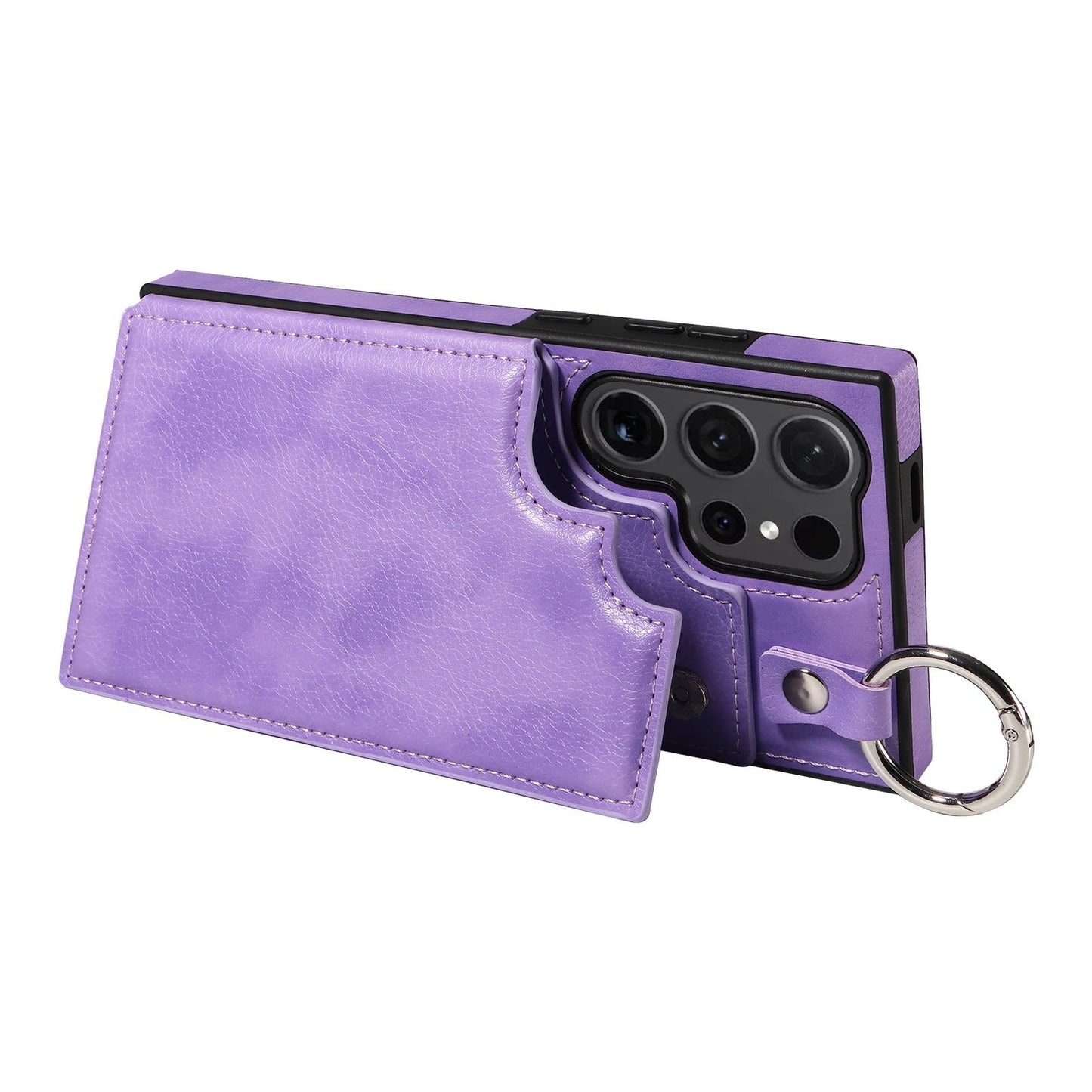003 For Samsung Galaxy S24 Ultra Case Leather+TPU Phone Cover with Card Holder - Purple - UNIQKART