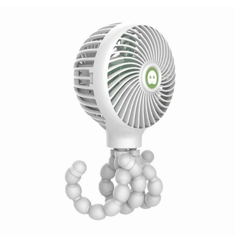 Octopus Deformed Cartoon Folding USB Rechargeable Mini Handheld Fan (White)