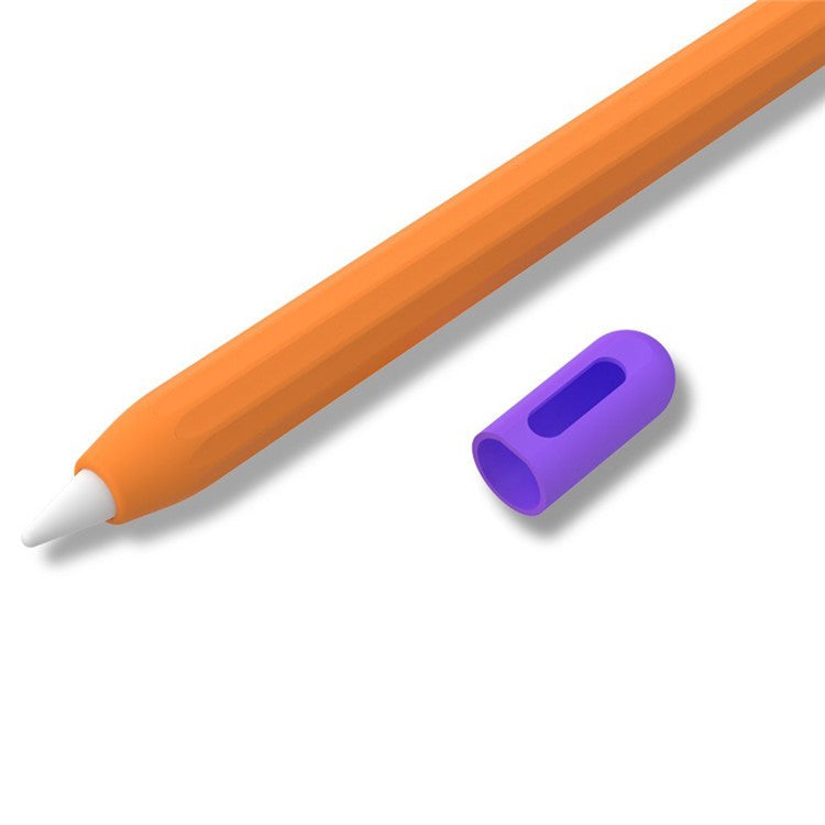 For Apple Pencil (2nd Generation) / (1st Generation) Silicone Sleeve Case Two-Tone Design Protective Stylus Cover - Orange