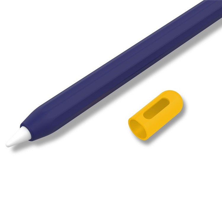 For Apple Pencil (2nd Generation) / (1st Generation) Silicone Sleeve Case Two-Tone Design Protective Stylus Cover - Midnight Blue