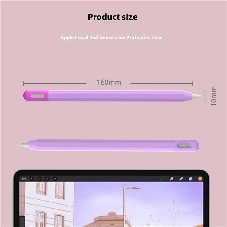 For Apple Pencil (2nd Generation) / (1st Generation) Silicone Sleeve Case Two-Tone Design Protective Stylus Cover - Midnight Blue