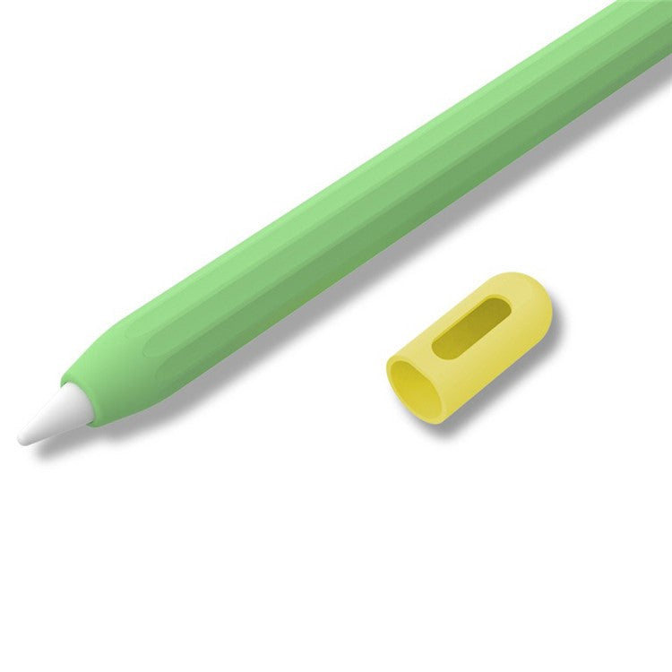 For Apple Pencil (2nd Generation) / (1st Generation) Silicone Sleeve Case Two-Tone Design Protective Stylus Cover - Matcha Green