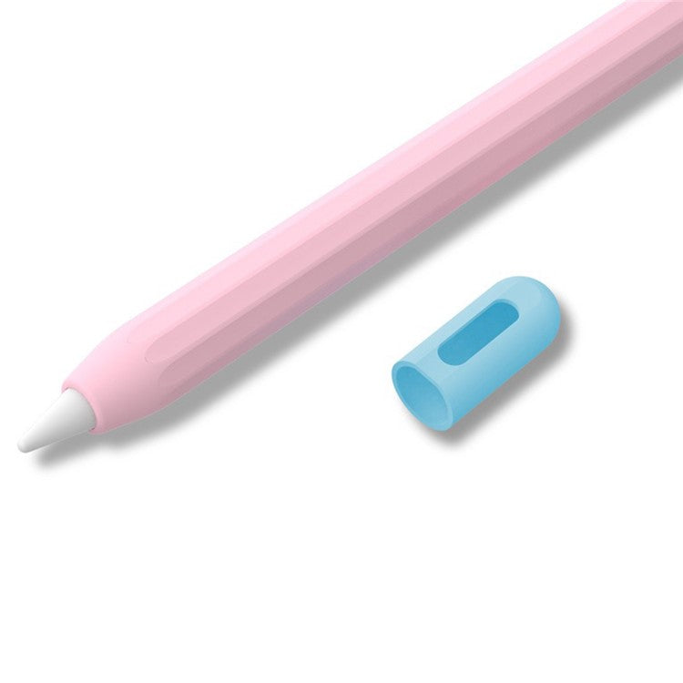 For Apple Pencil (2nd Generation) / (1st Generation) Silicone Sleeve Case Two-Tone Design Protective Stylus Cover - Pink