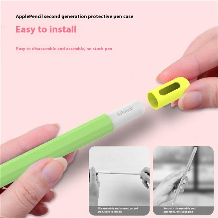 For Apple Pencil (2nd Generation) / (1st Generation) Silicone Sleeve Case Two-Tone Design Protective Stylus Cover - Pink