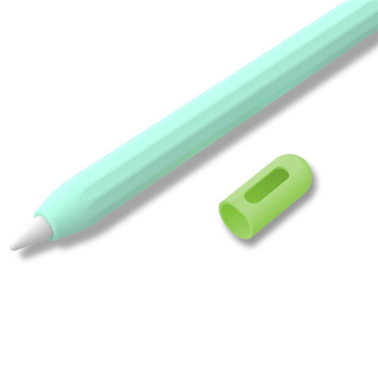 For Apple Pencil (2nd Generation) / (1st Generation) Silicone Sleeve Case Two-Tone Design Protective Stylus Cover - Mint Green