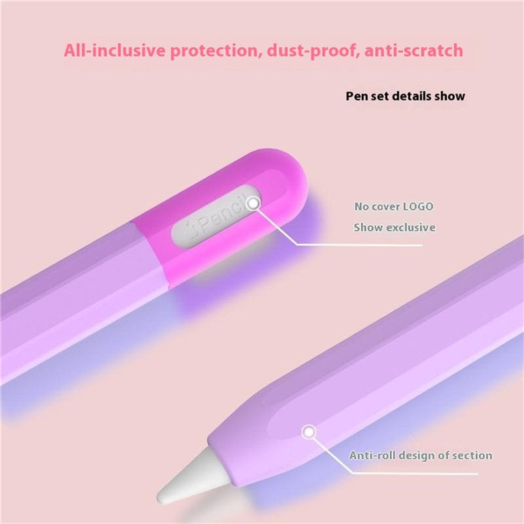 For Apple Pencil (2nd Generation) / (1st Generation) Silicone Sleeve Case Two-Tone Design Protective Stylus Cover - Transparent