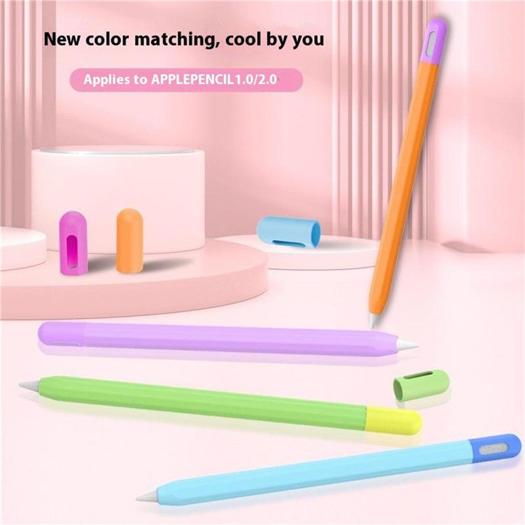 For Apple Pencil (2nd Generation) / (1st Generation) Silicone Sleeve Case Two-Tone Design Protective Stylus Cover - White