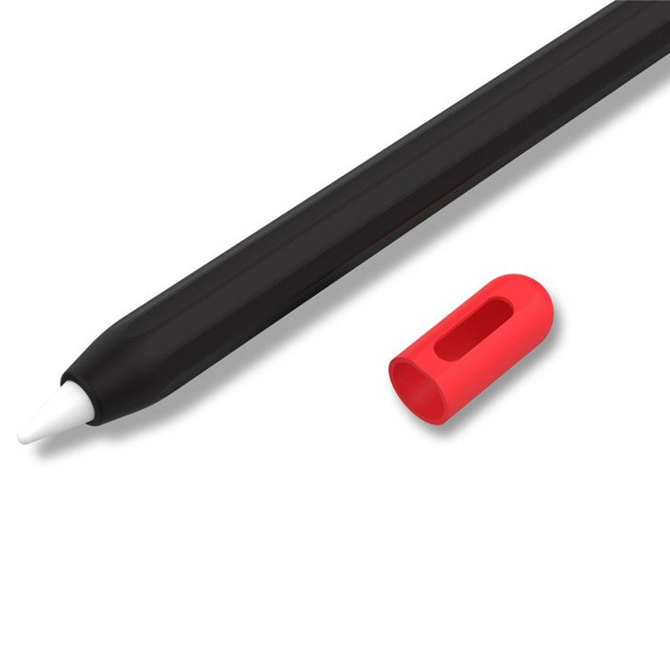 For Apple Pencil (2nd Generation) / (1st Generation) Silicone Sleeve Case Two-Tone Design Protective Stylus Cover - Black