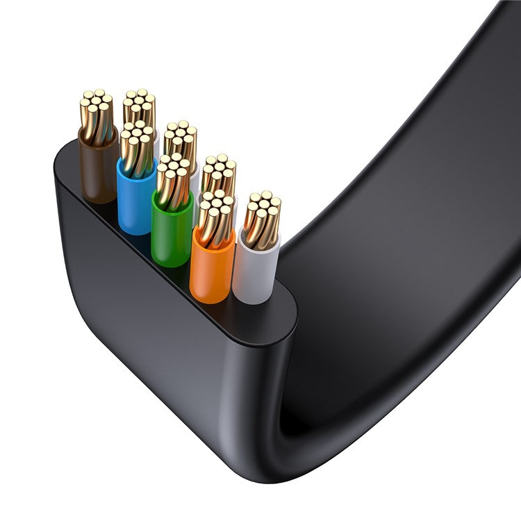 BASEUS High Speed Cat6 RJ45 Gigabit Network Cable Computer LAN Ethernet Cord (Flat Cable), 1.5m - Black