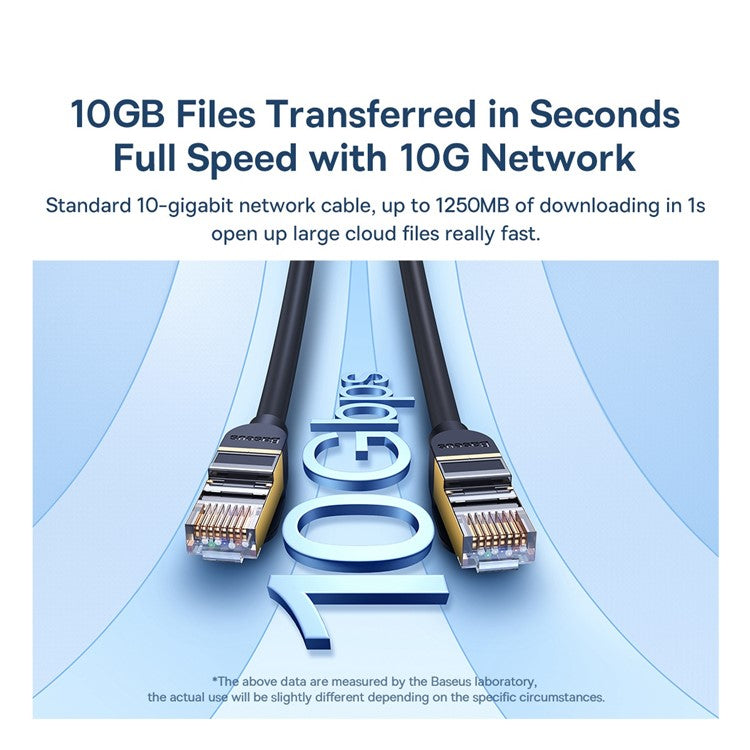 BASEUS High Speed Cat7 RJ45 10 Gigabit Network Cable Computer LAN Ethernet Connection Cord (Round Cable), 1m - Black