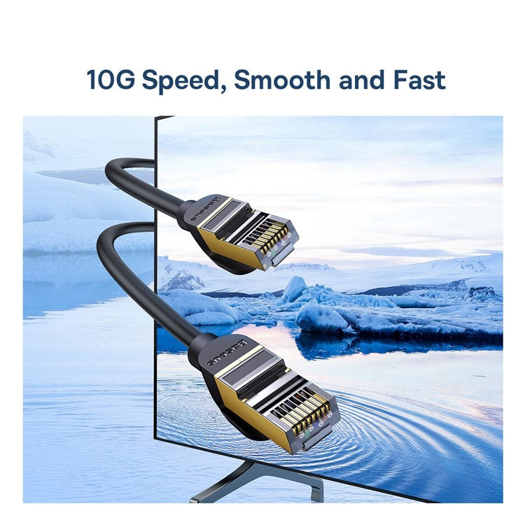 BASEUS High Speed Cat7 RJ45 10 Gigabit Network Cable Computer LAN Ethernet Connection Cord (Round Cable), 1m - Black