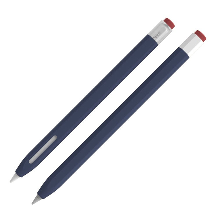 LOVE MEI For Apple Pencil (1st Generation) Vintage Stylus Pen Liquid Silicone Protective Sleeve Drop-proof Cover - Dark Blue