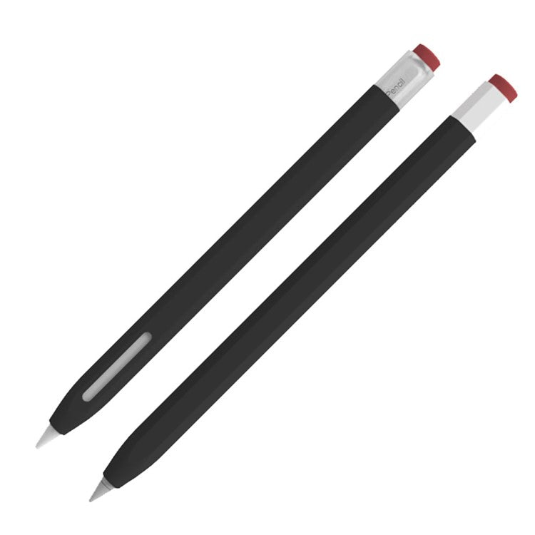 LOVE MEI For Apple Pencil (1st Generation) Vintage Stylus Pen Liquid Silicone Protective Sleeve Drop-proof Cover - Black
