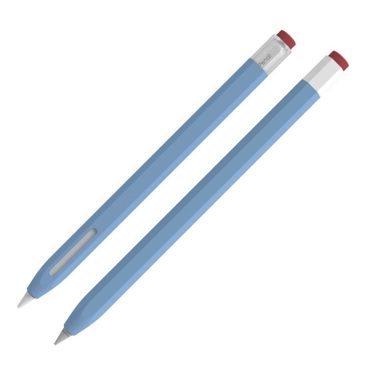 LOVE MEI For Apple Pencil Pro / Pencil (2nd Generation) Vintage Liquid Silicone Protective Sleeve Stylus Pen Anti-Drop Anti-Dust Cover - Baby Blue