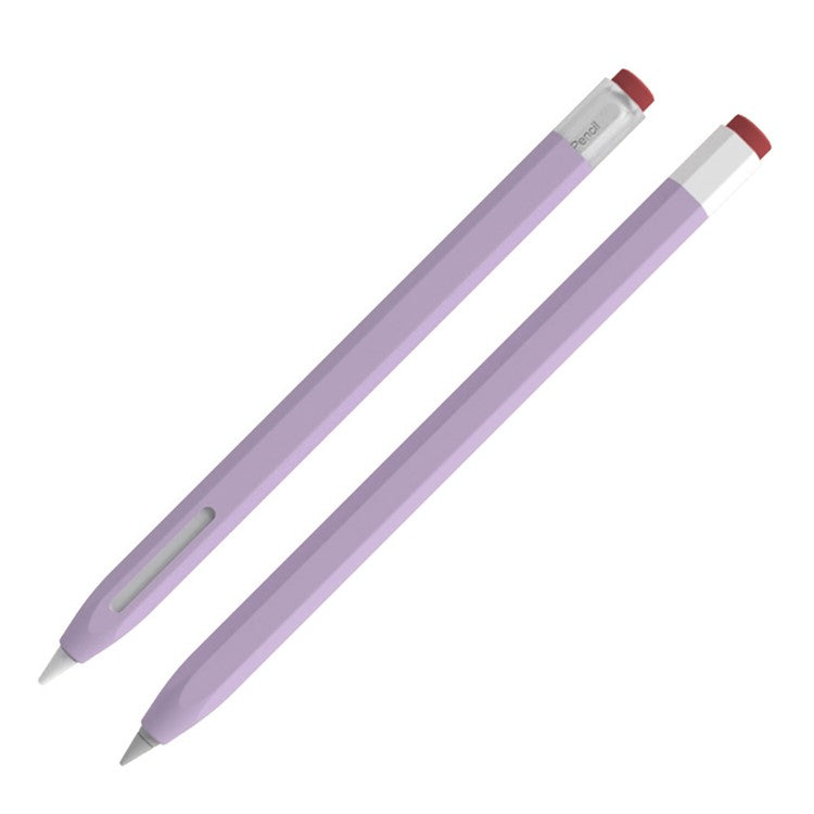 LOVE MEI For Apple Pencil Pro / Pencil (2nd Generation) Vintage Liquid Silicone Protective Sleeve Stylus Pen Anti-Drop Anti-Dust Cover - Purple