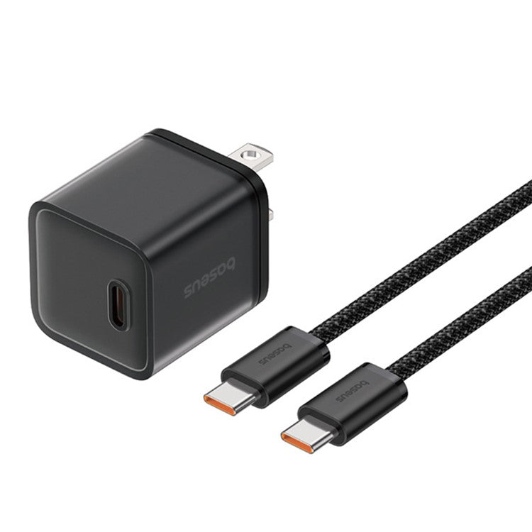 BASEUS GaN5S Type-C PD 30W Fast Charger US Plug with Type-C Cable 100W 1m - Black