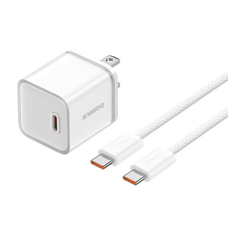 BASEUS GaN5S Type-C PD 30W Fast Charger US Plug with Type-C Cable 100W 1m - White