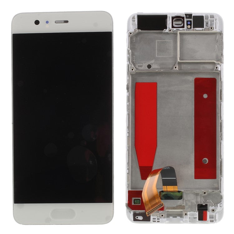 OEM LCD Screen and Digitizer + Assembly Frame Part (without Logo) for Huawei P10 - White