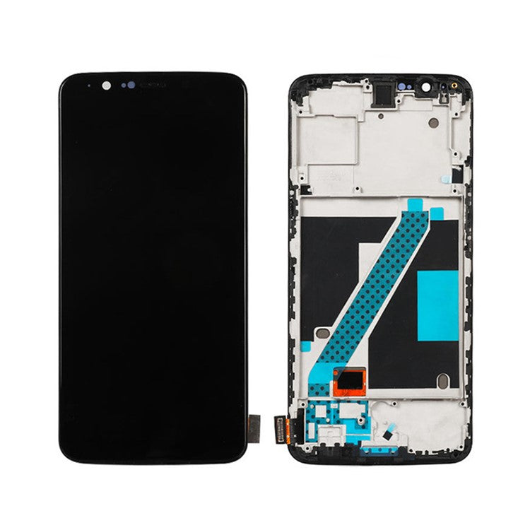 LCD Screen and Digitizer Assembly Part + Frame (Oled Version) for OnePlus 5T - Black