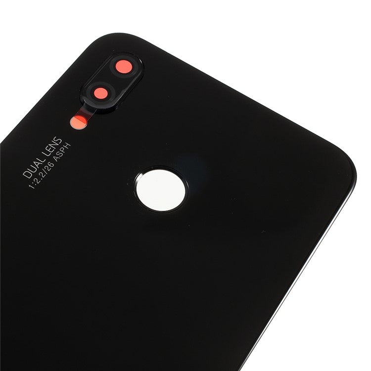 OEM for Huawei P20 Lite / Nova 3e Battery Housing Part with Adhesive Sticker + Camera Lens Ring Cover - Black
