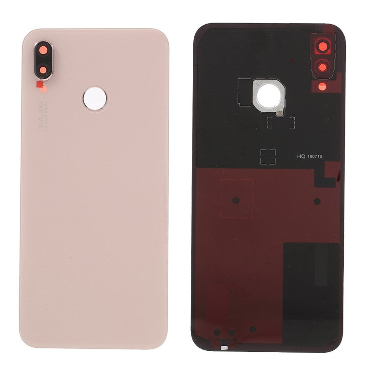 OEM Battery Door Housing with Adhesive Sticker + Camera Lens Ring Cover for Huawei P20 Lite / Nova 3e - Pink