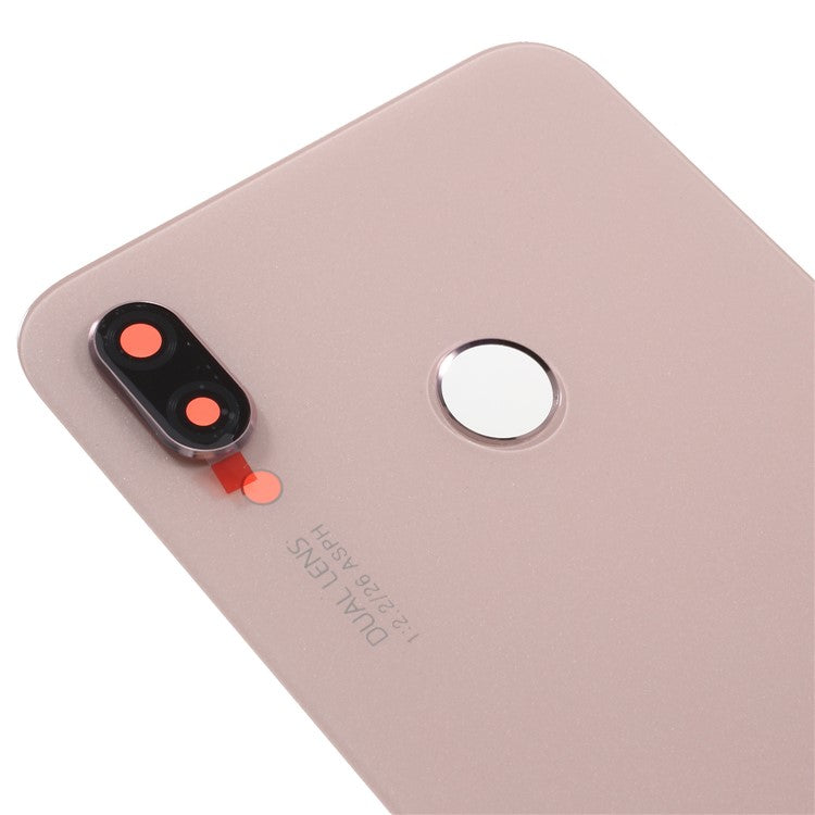 OEM Battery Door Housing with Adhesive Sticker + Camera Lens Ring Cover for Huawei P20 Lite / Nova 3e - Pink