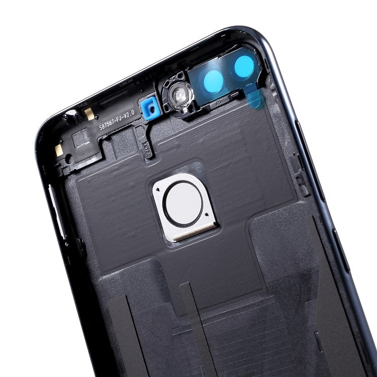 OEM Battery Housing Door Cover with Rear Camera Glass Lens for Huawei Honor 7A (with Fingerprint Sensor) - Black