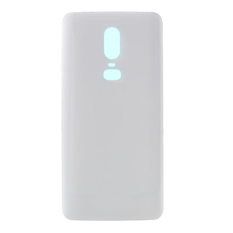 Battery Housing Door Cover Spare Part with Adhesive Sticker for OnePlus 6 - White