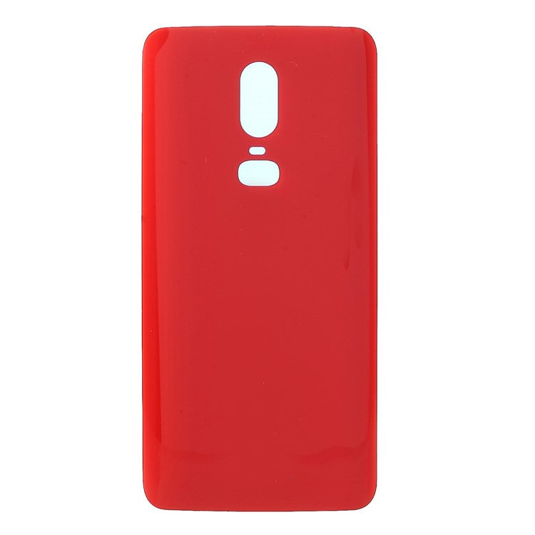 Battery Housing Door Repair Part with Adhesive Sticker for OnePlus 6 - Red