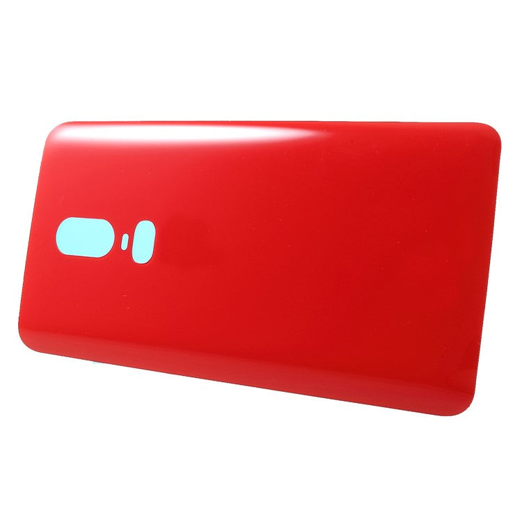 Battery Housing Door Repair Part with Adhesive Sticker for OnePlus 6 - Red