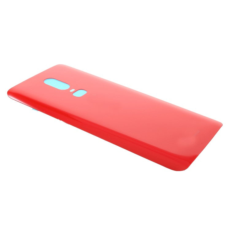 Battery Housing Door Repair Part with Adhesive Sticker for OnePlus 6 - Red