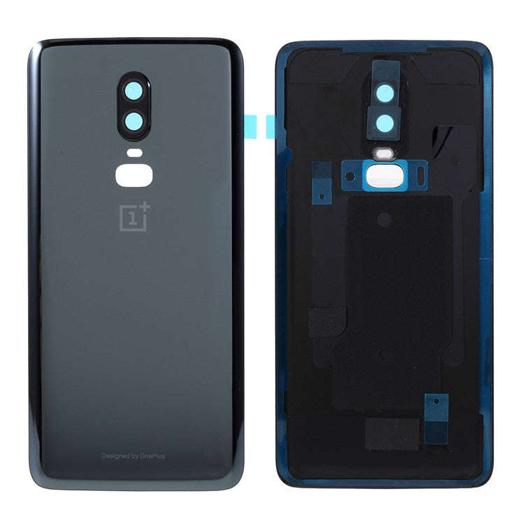 For OnePlus 6 OEM Battery Housing Cover Repair Part + Camera Lens Cover - Metal Black