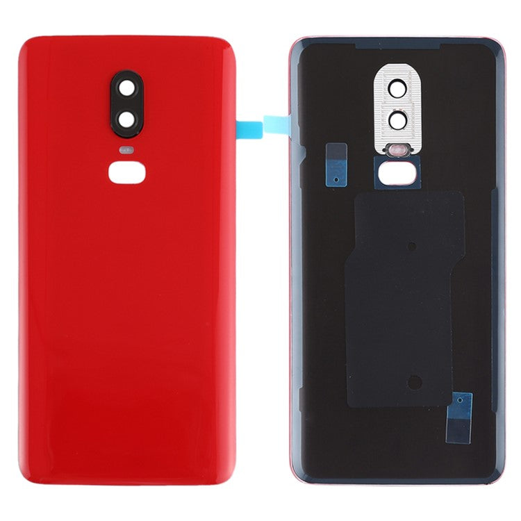 For OnePlus 6 OEM Battery Housing Cover Repair Part + Camera Lens Cover - Red
